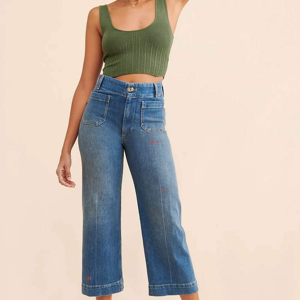 Pilcro The Skipper Cropped Wide-Leg Jeans Size 29